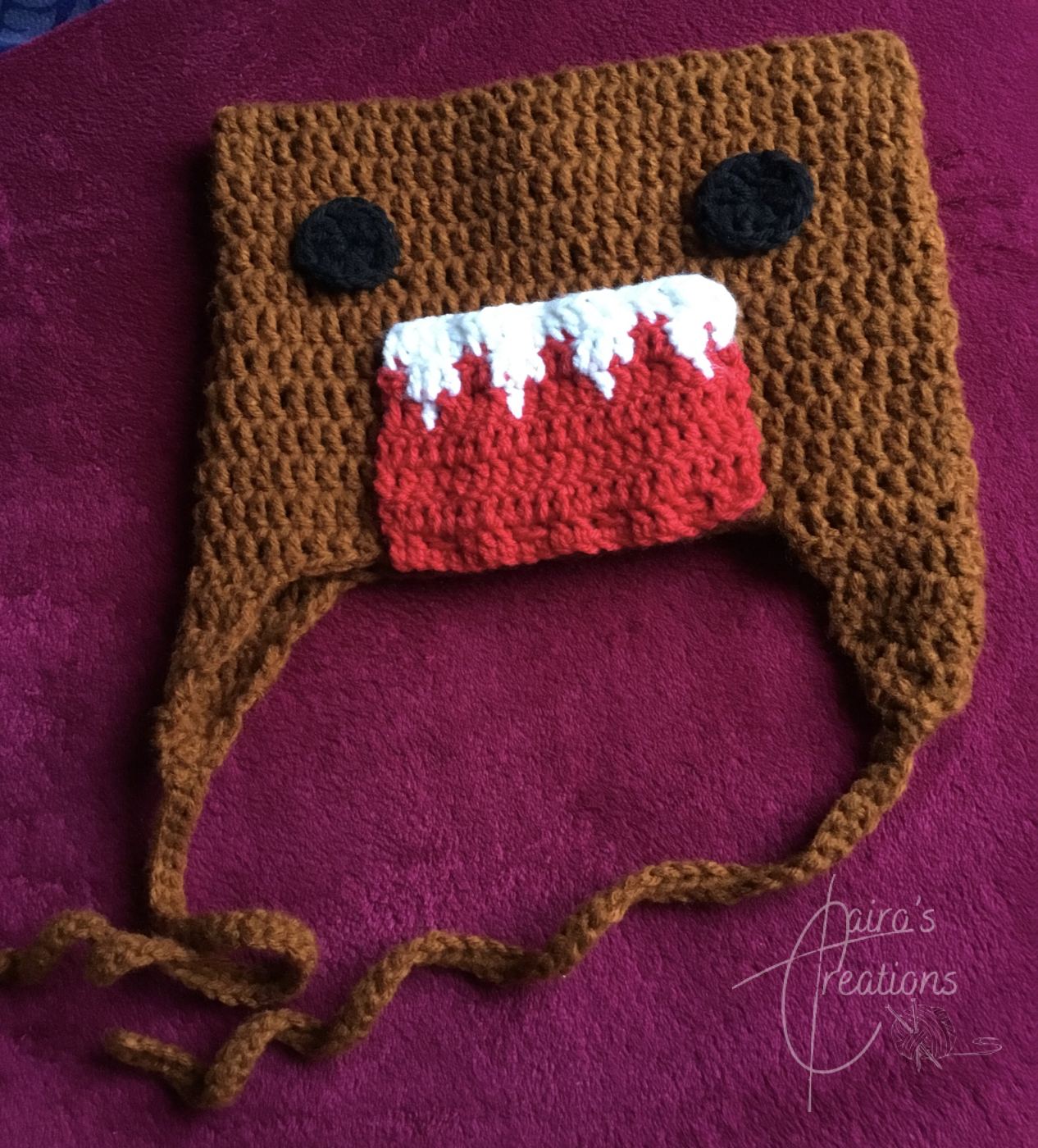 domo, cat ear beanie, monster beanies, game inspired crochet items